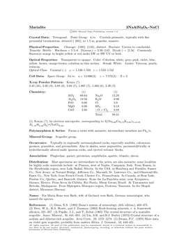 Marialite 3Naalsi3o8 ²Nacl