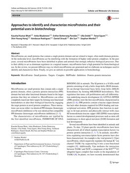 Approaches to Identify and Characterize Microproteins and Their Potential Uses in Biotechnology