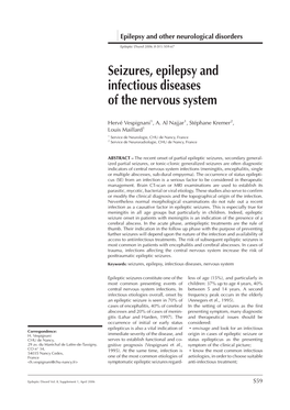 Seizures, Epilepsy and Infectious Diseases of the Nervous System