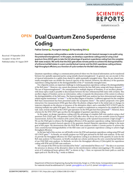 Dual Quantum Zeno Superdense Coding Fakhar Zaman , Youngmin Jeong & Hyundong Shin