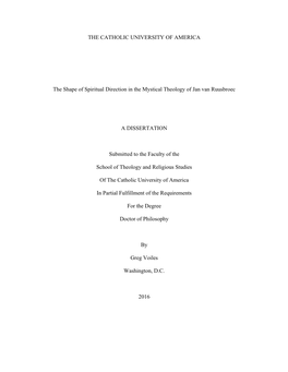 The Shape of Spiritual Direction in the Mystical Theology of Jan Van Ruusbroec