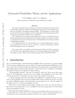 Unbounded Probability Theory and Its Applications