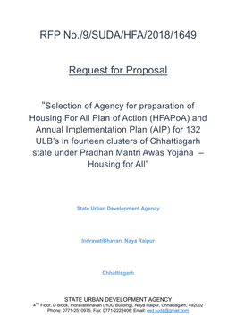 RFP No./9/SUDA/HFA/2018/1649 Request for Proposal