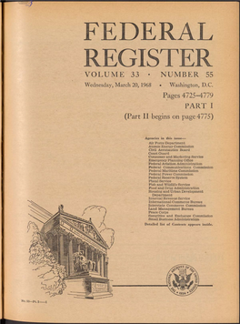 REGISTER VOLUME 33 • NUMBER 55 Wednesday, March 20, 1968 • Washington, D.C