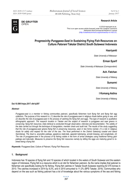 Progressivity Punggawa-Sawi in Sustaining Flying Fish Resources on Culture Patorani Takalar District South Sulawesi Indonesia