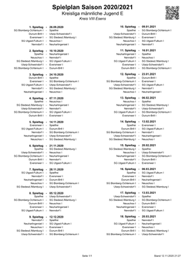 Spielplan Saison 2020/2021 Kreisliga Männliche Jugend E Kreis VIII Esens