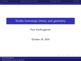 Stable Homotopy Theory and Geometry