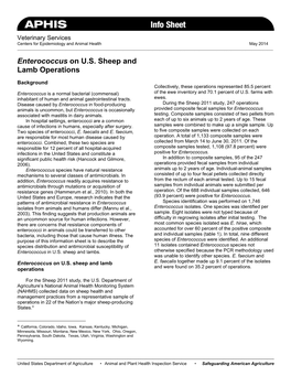 Enterococcus on U.S. Sheep and Lamb Operations