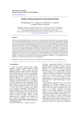 Surface Charge Properties of Zirconium Dioxide