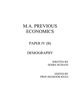 M.A. Previous Economics