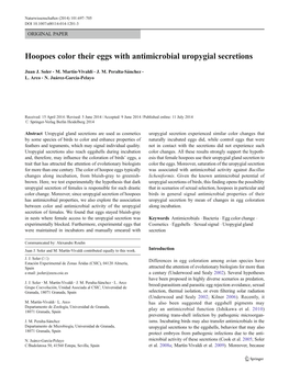 Hoopoes Color Their Eggs with Antimicrobial Uropygial Secretions