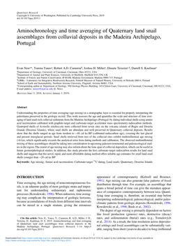 Aminochronology and Time Averaging of Quaternary Land Snail Assemblages from Colluvial Deposits in the Madeira Archipelago, Portugal