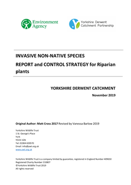 INVASIVE NON-NATIVE SPECIES REPORT and CONTROL STRATEGY for Riparian Plants