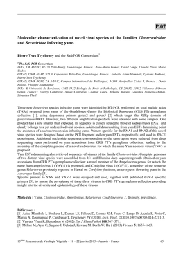 Molecular Characterization of Novel Viral Species of the Families Closteroviridae and Secoviridae Infecting Yams