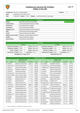 Federacao Gaucha De Futebol Súmula On-Line