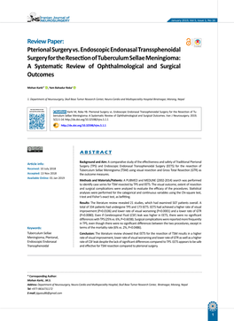 Pterional Surgery Vs. Endoscopic Endonasal Transsphenoidal