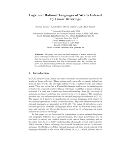 Logic and Rational Languages of Words Indexed by Linear Orderings