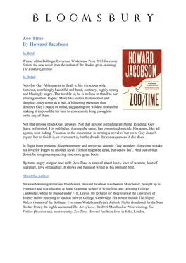 Zoo Time by Howard Jacobson