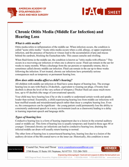 Chronic Otitis Media (Middle Ear Infection) and Hearing Loss What Is Otitis Media? Otitis Media Refers to Inflammation of the Middle Ear