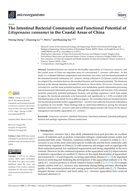 The Intestinal Bacterial Community and Functional Potential of Litopenaeus Vannamei in the Coastal Areas of China