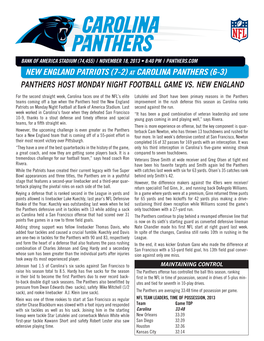 At CAROLINA PANTHERS (6-3) PANTHERS HOST MONDAY NIGHT FOOTBALL GAME VS