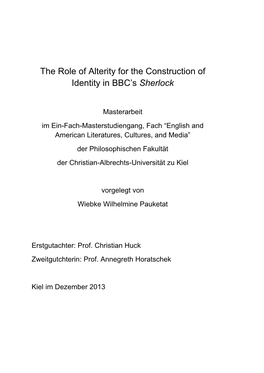 The Role of Alterity for the Construction of Identity in BBC's