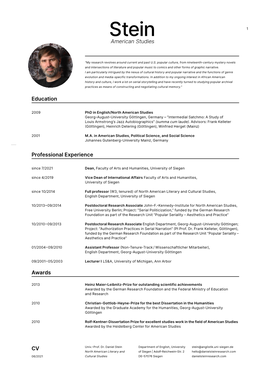 Education Professional Experience Awards CV