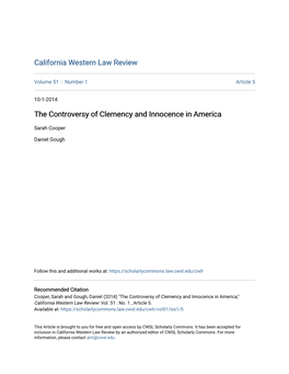 The Controversy of Clemency and Innocence in America