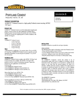 Portland Cement Is a High Quality Portland Cement Meeting ASTM C 150 Type I