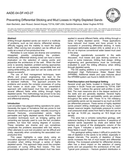 Preventing Differential Sticking and Mud Losses in Highly Depleted Sands