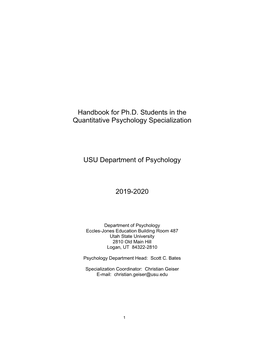 Handbook for Ph.D. Students in the Quantitative Psychology Specialization