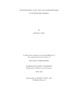 Investigating [X/Fe], Imf and Compositeness in Integrated Models