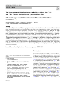 The Neuronal Ceroid Lipofuscinoses-Linked Loss of Function CLN5 and CLN8 Variants Disrupt Normal Lysosomal Function