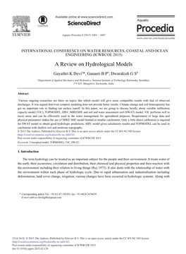 A Review on Hydrological Models