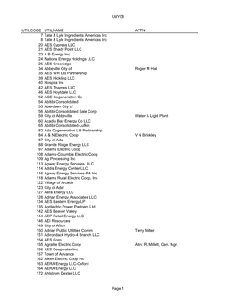 Utily08 UTILCODE UTILNAME ATTN 7 Tate & Lyle Ingredients Americas