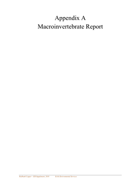 Appendix a Macroinvertebrate Report