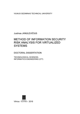 Method of Information Security Risk Analysis for Virtualized Systems