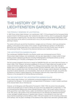 The History of the Liechtenstein Garden Palace