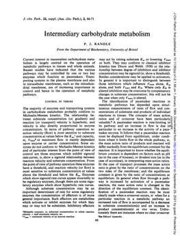 Intermediary Carbohydrate Metabolism