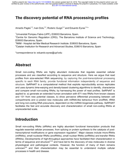 The Discovery Potential of RNA Processing Profiles