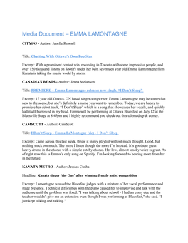 Media Document – EMMA LAMONTAGNE