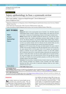 Injury Epidemiology in Iran: a Systematic Review