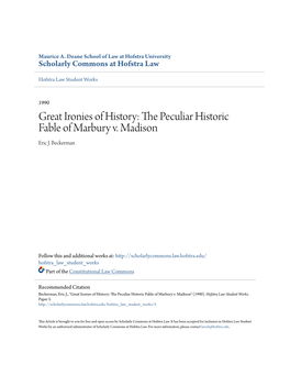 The Peculiar Historic Fable of Marbury V. Madison