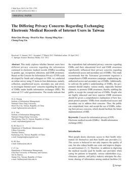 The Differing Privacy Concerns Regarding Exchanging Electronic Medical Records of Internet Users in Taiwan