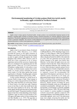 Environmental Monitoring of Archips Podana (Fruit Tree Tortrix Moth) in Bramley Apple Orchards in Northern Ireland