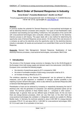 The Merit Order of Demand Response in Industry