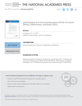 Understanding and Communicating About COVID-19 Vaccine, Efficacy