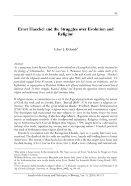 Ernst Haeckel and the Struggles Over Evolution and Religion