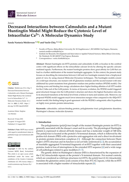 Decreased Interactions Between Calmodulin and a Mutant Huntingtin Model Might Reduce the Cytotoxic Level of Intracellular Ca2+: a Molecular Dynamics Study