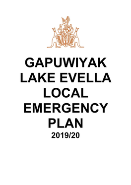 Gapuwiyak Lake Evella Local Emergency Plan 2019/20